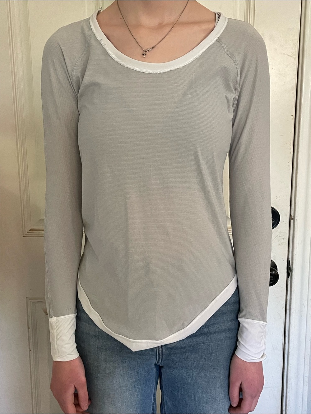 lululemon athletica Light Gray Long-Sleeve Tee with White Trim
